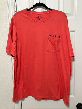 Salt Life Coral Marlin Logo Short-Sleeve Pocket Tee Fishing Casual Boat